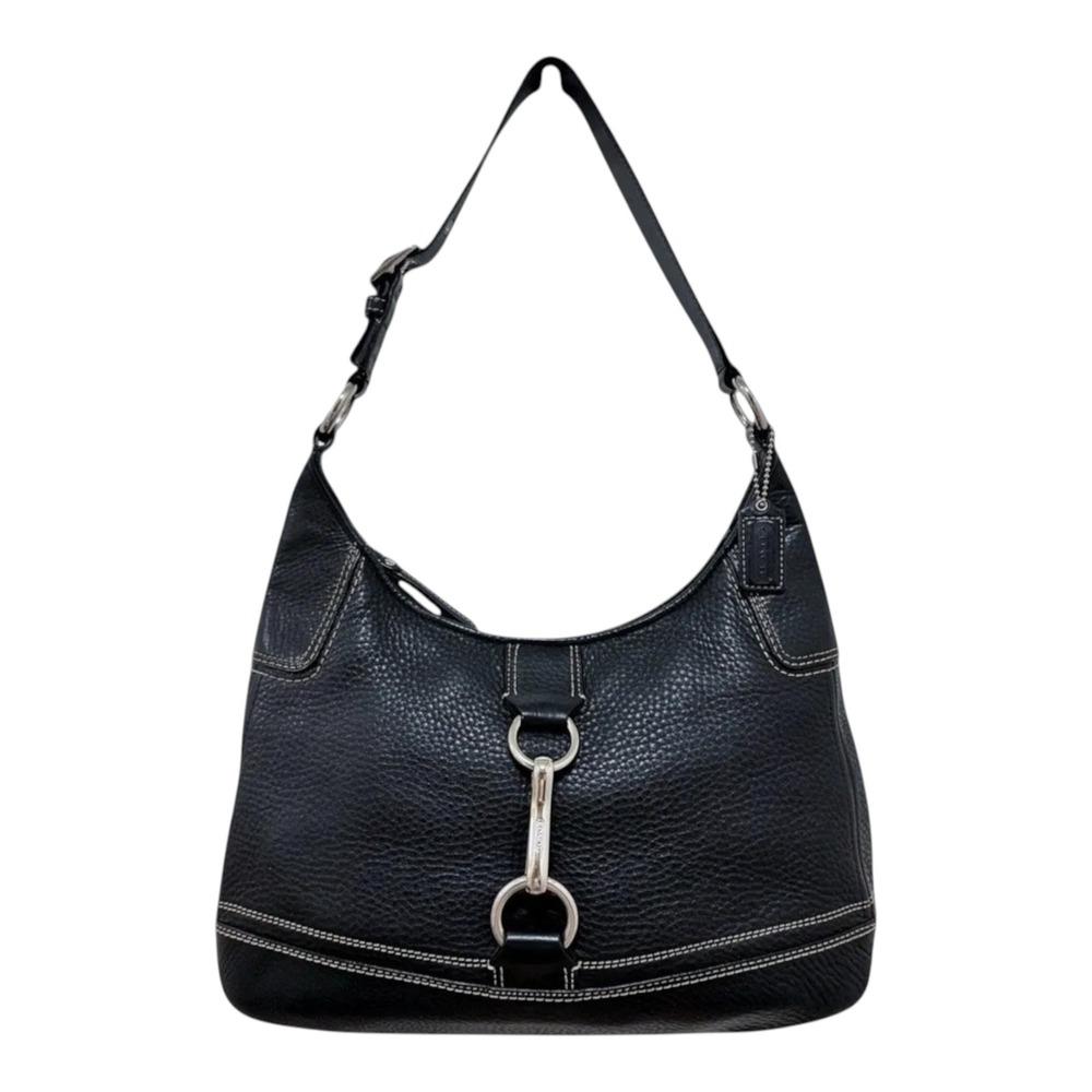 Coach Hamilton Hobo Pebbled Leather Black Shoulder Bag F13088